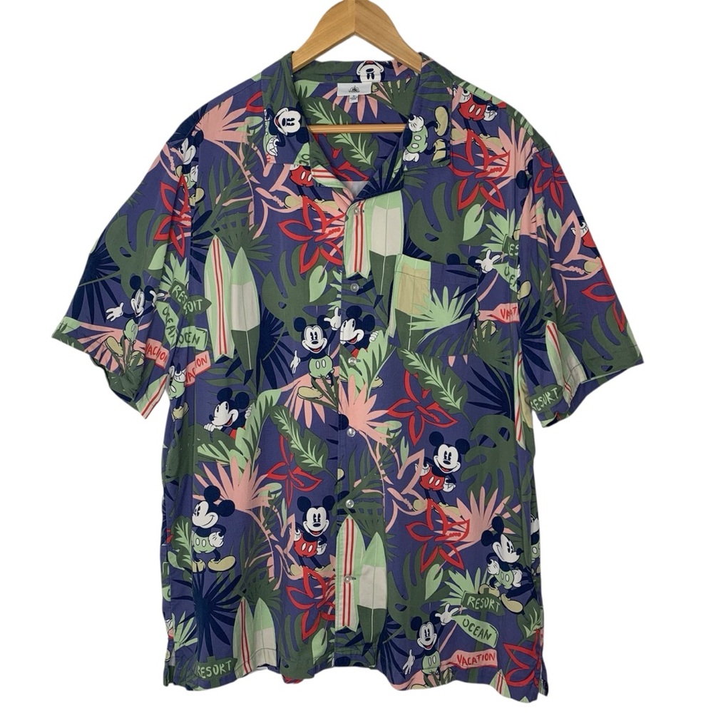 Disney Parks Mickey Mouse Tropical Button Front Men’s size XL Shirt